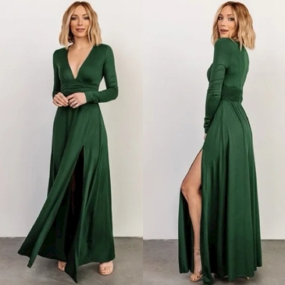 Baltic Born Arianna Maxi Dress Hunter Green Small NWT Long Sleeve Formal Gown - Picture 1 of 11